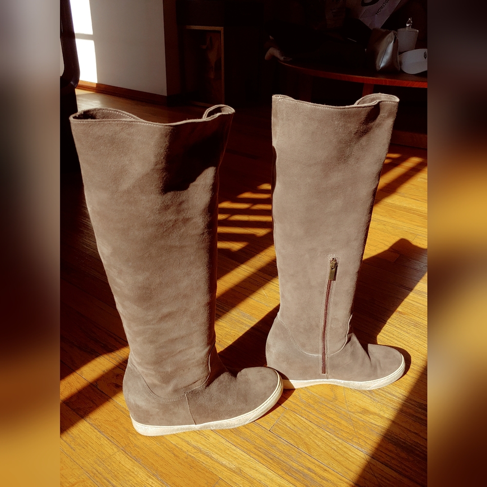 Grey Soft Suede Wedge Boot, 37 (7) by Fred Segal Feet